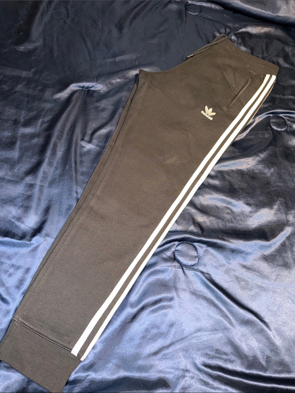 Men’s Adidas’s Black Joggers With White Sided Stripes Cotten Sweats